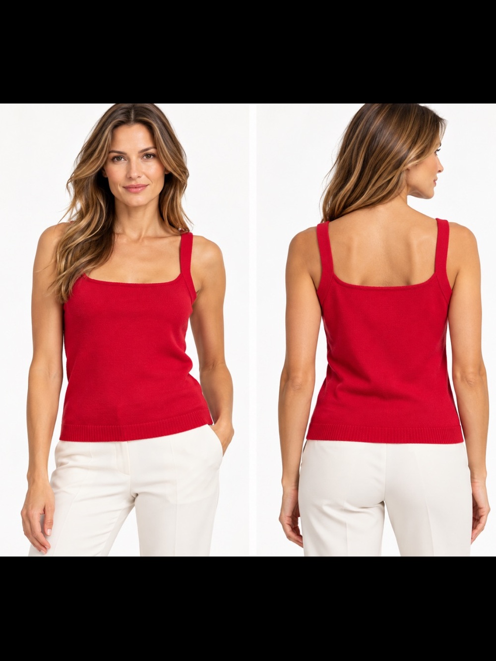 Valentino Red Virgin Wool/Cashmere Sweater Tank Top Made in Italy